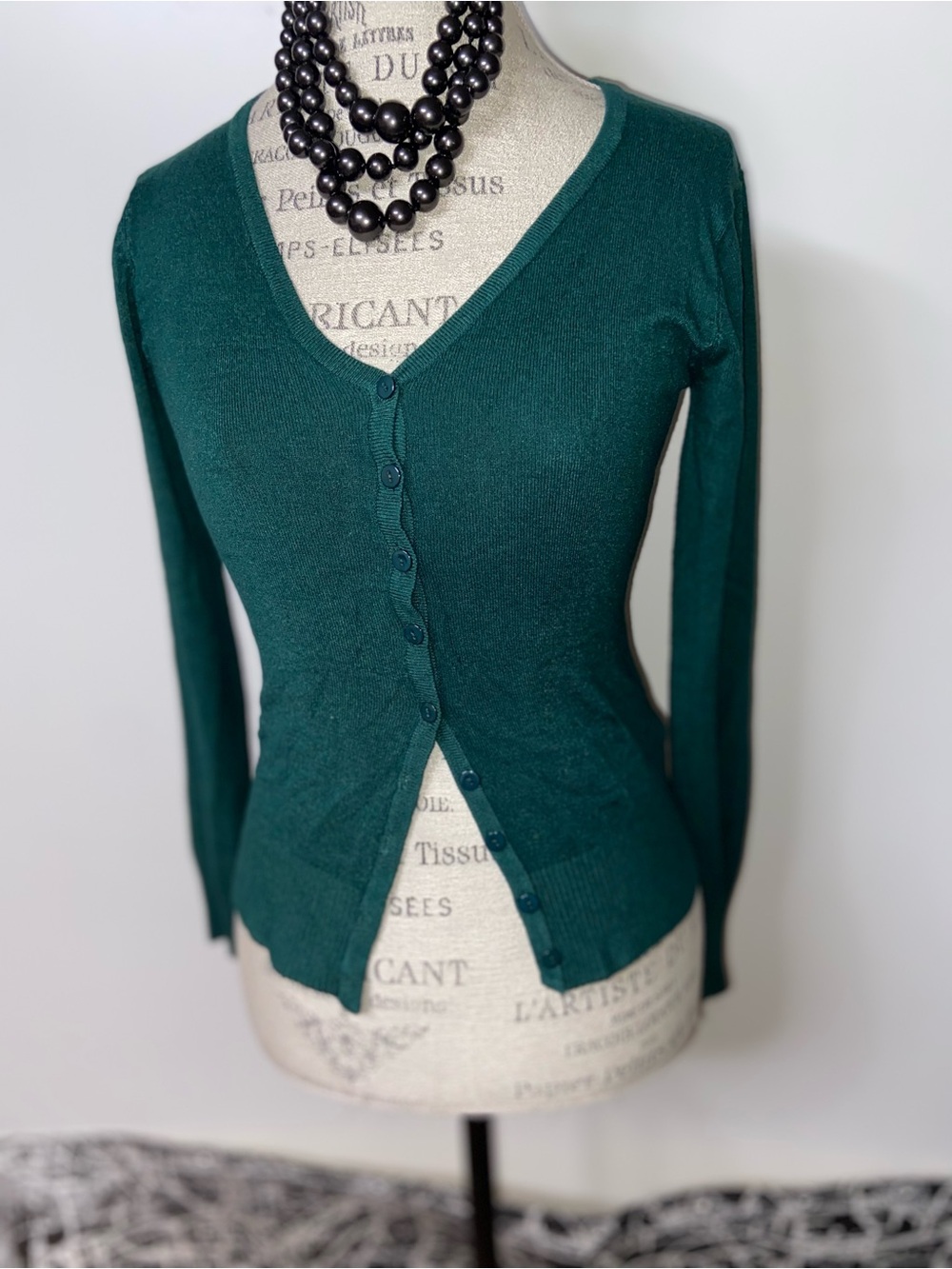 Papaya Emerald Green V-Neck Button Cardigan